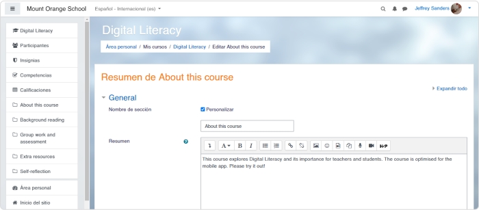 Añadir una nueva tarea en Moodle