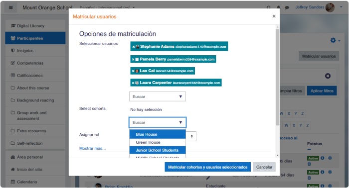 Opciones de inscripción