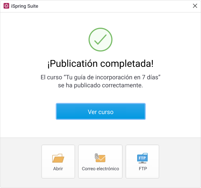 Publicación del curso en iSpring Suite