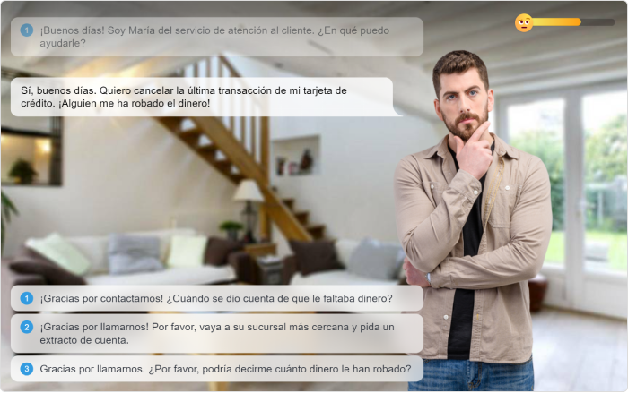 Simulación de dialogo creada con iSpring