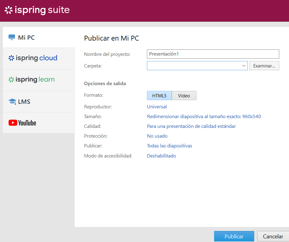 Publicando una video presentación en iSpring Suite