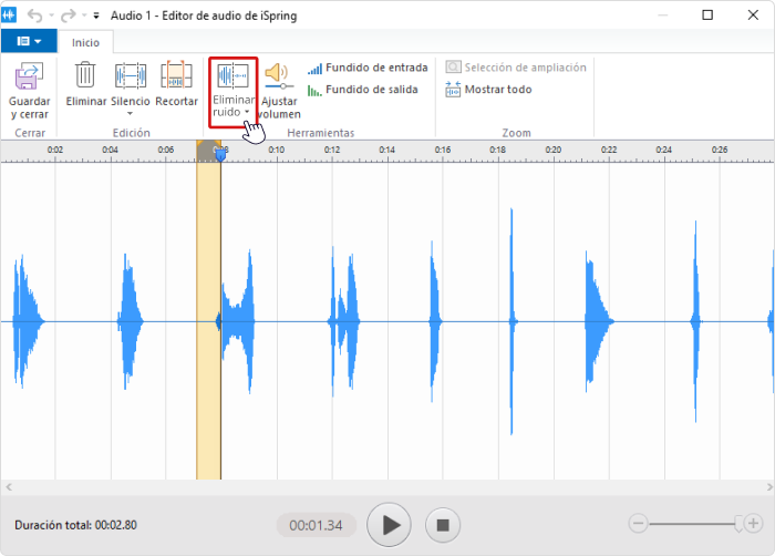 Eliminar ruido de fondo en iSpring Suite